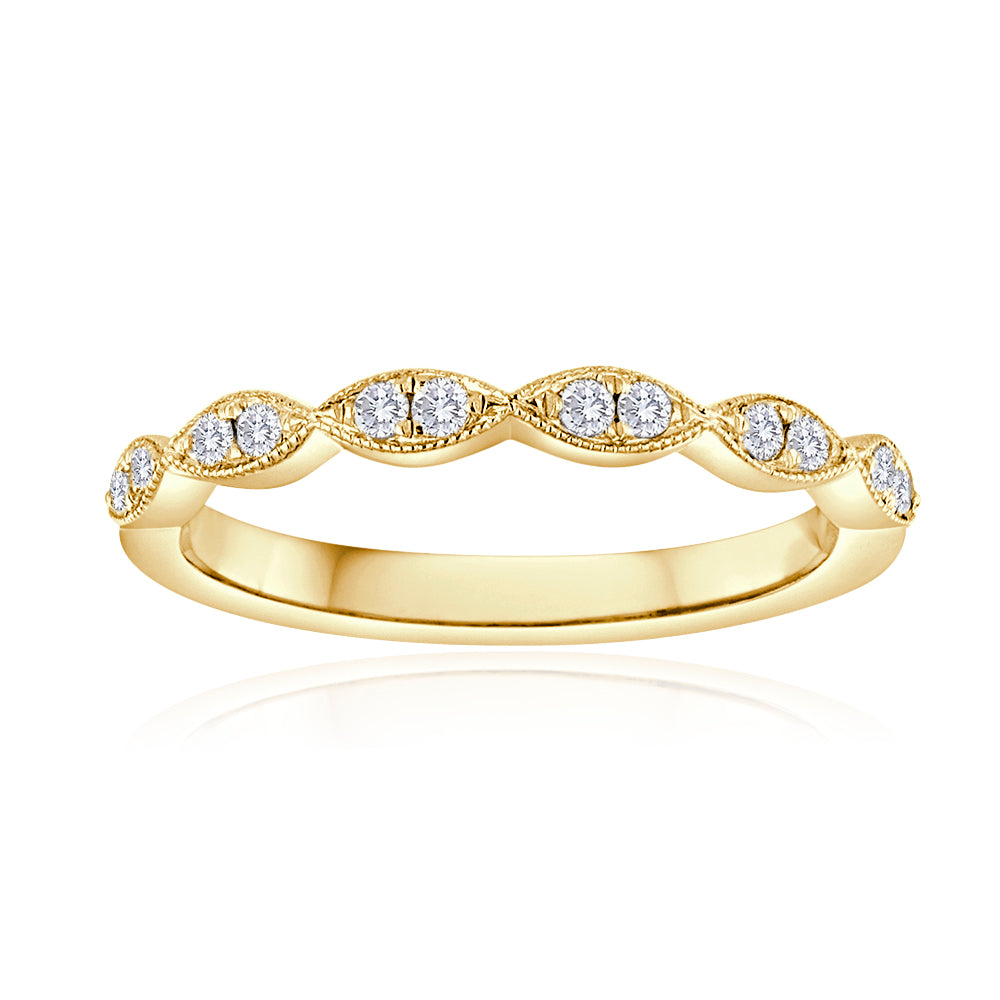 Milgrain Marquise Diamond Ring in 14K Yellow Gold, Size 6
