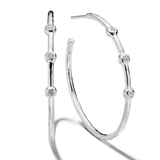 Ippolita Stardust Diamond Hoop Earrings in Sterling Silver