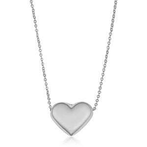 Puff Heart Pendant Necklace in 14K White Gold