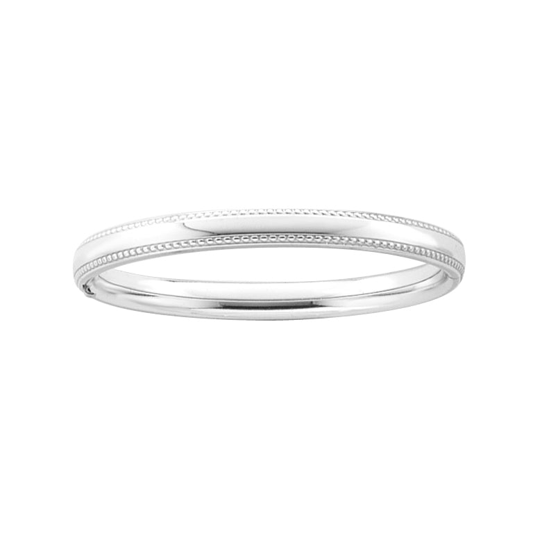 Children's Beaded Edge Bangle in Sterling Silver, 4.5"