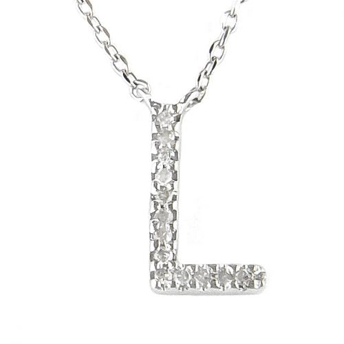 "L" Diamond Initial Pendant Necklace in Sterling Silver