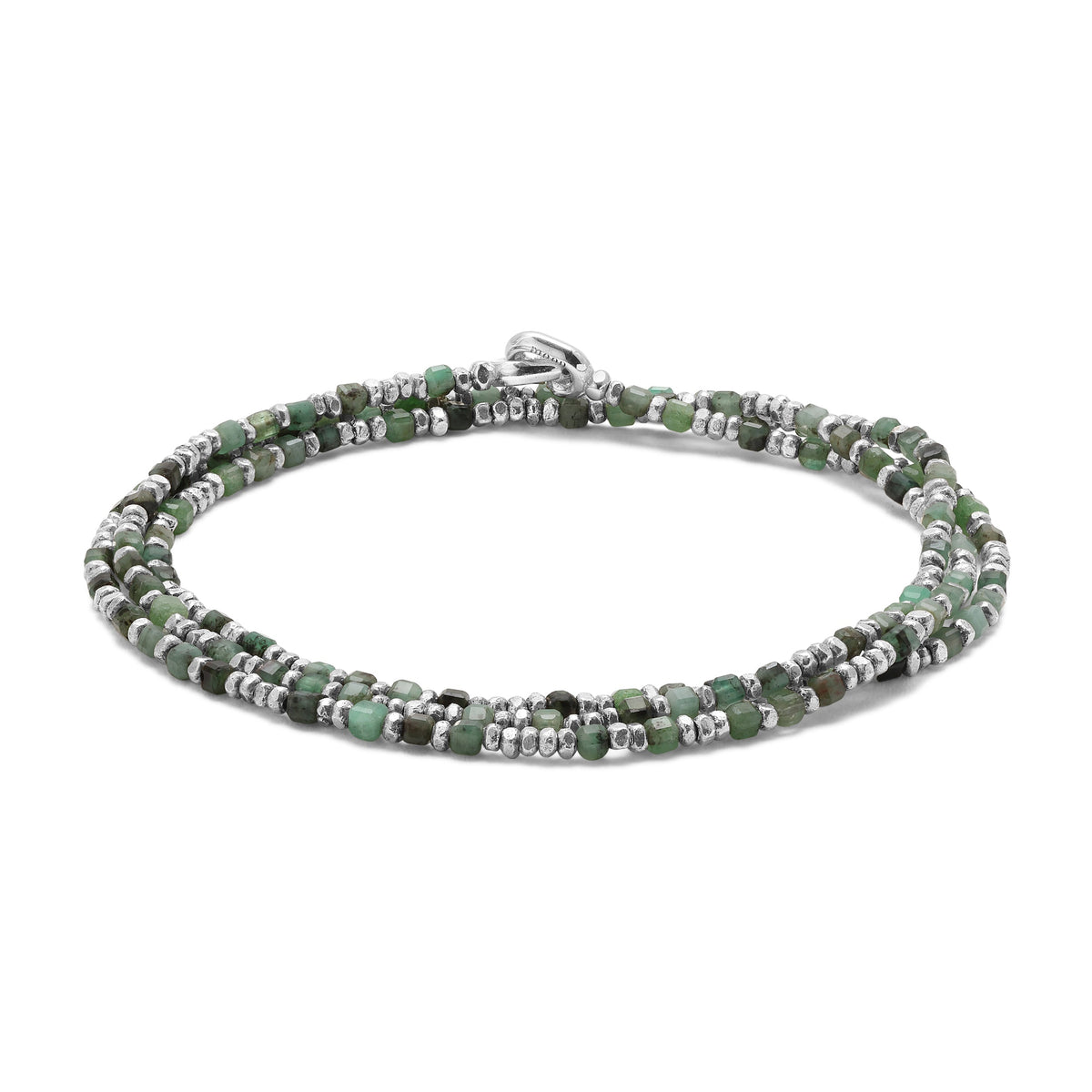 Maor Percep Emerald Three Wrap Bracelet in Sterling Silver