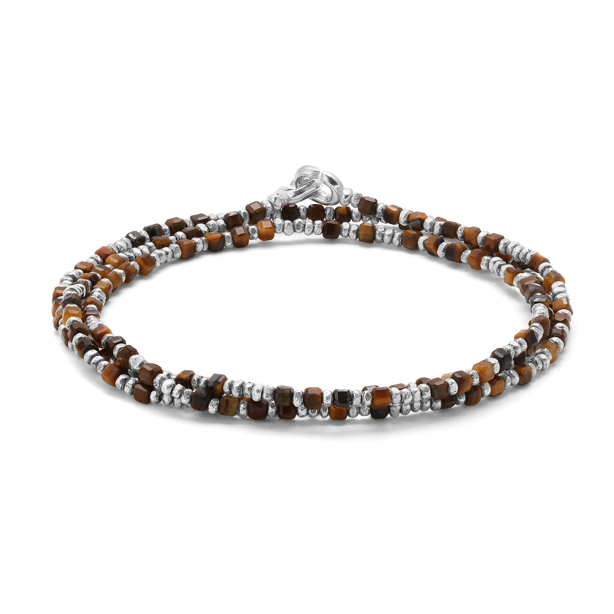 Maor Percep Tiger Eye Three Wrap Bracelet in Sterling Silver
