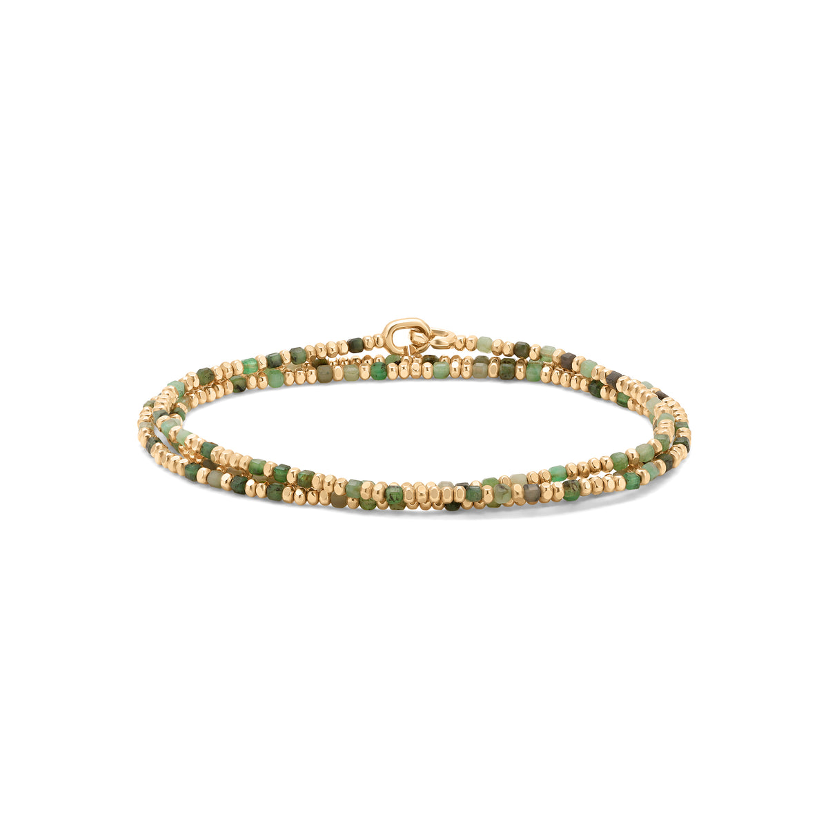 Maor Percep Emerald Two Wrap Bracelet in 18K Yellow Gold