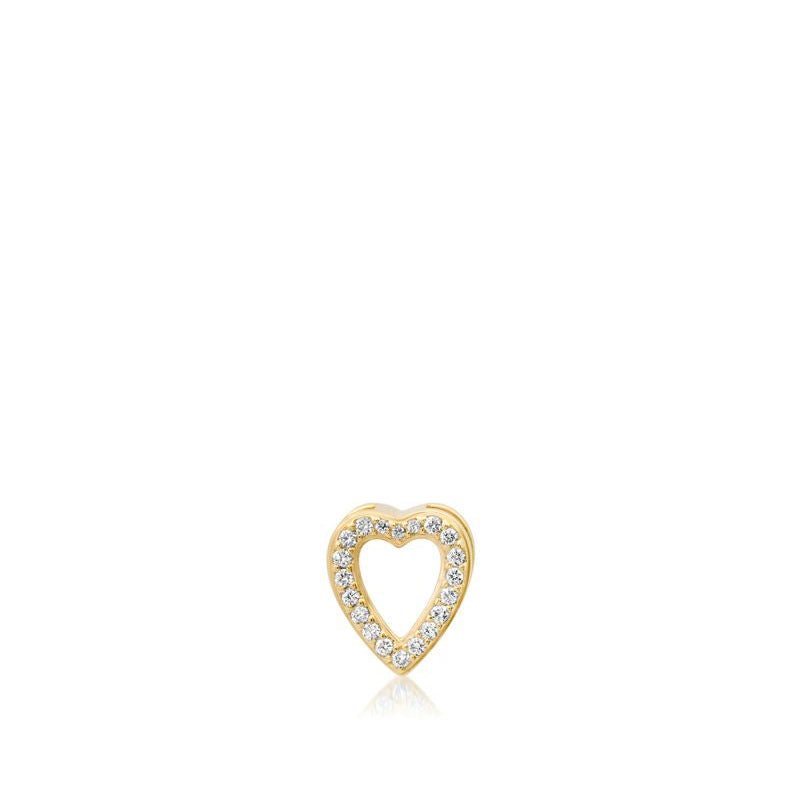 Helena Rose Slide-On Mid Pave Heart Charm in 14K Yellow Gold
