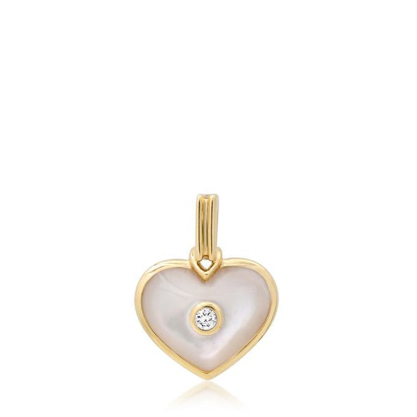 Helena Rose Mother of Pearl Mini Heart Charm in 14K Yellow Gold