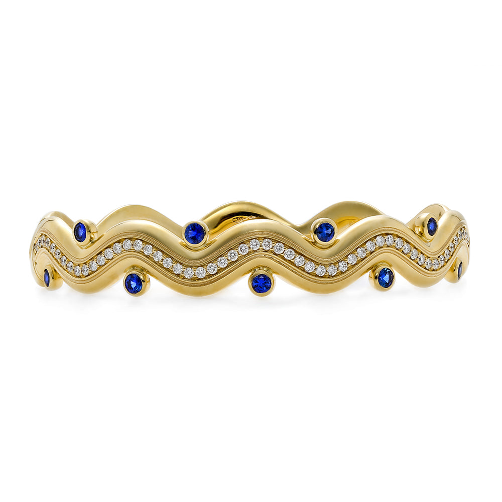 Mark Henry Sapphire Riva Surge Bangle in 18K Yellow Gold