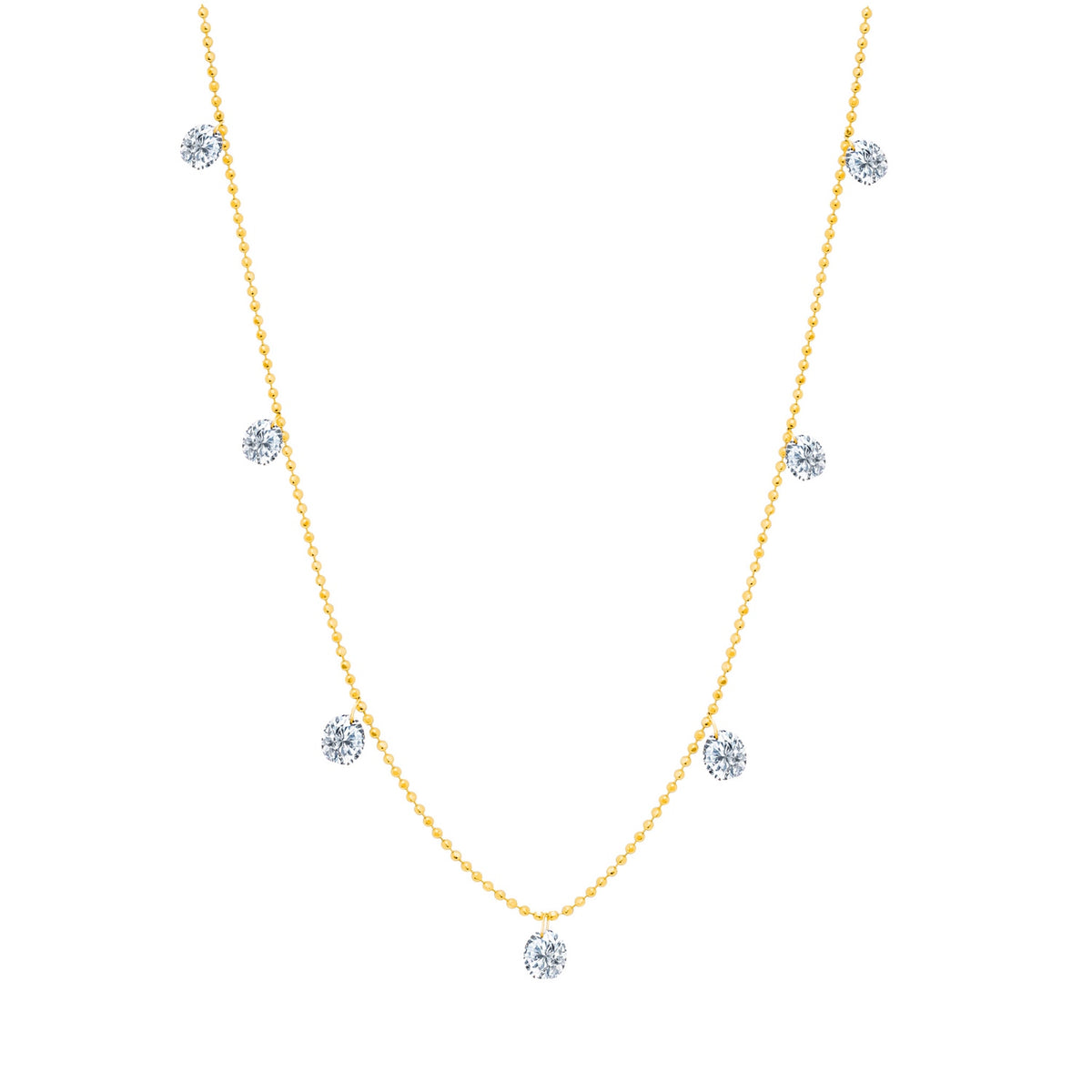 Graziela Small Floating Diamond Necklace in 18K Yellow Gold