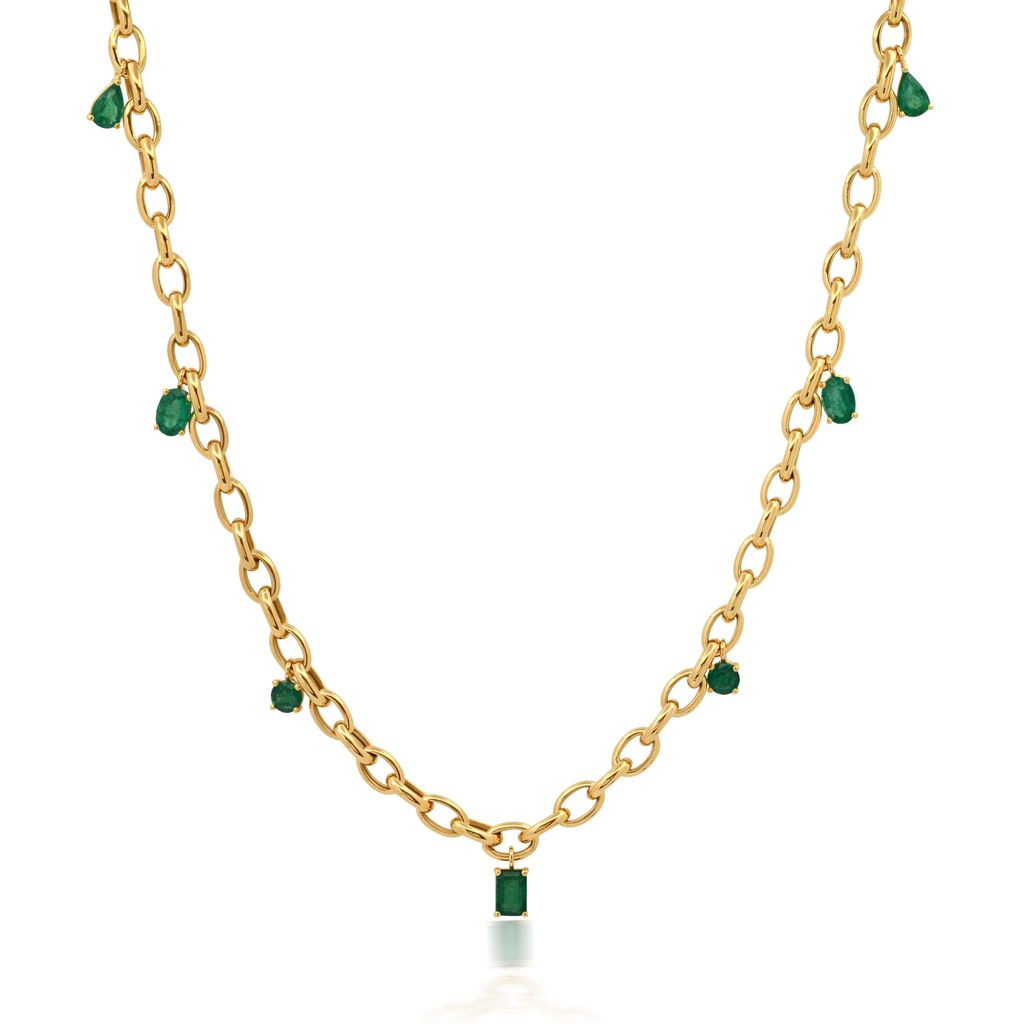 Graziela Emerald Link Necklace in 18K Yellow Gold