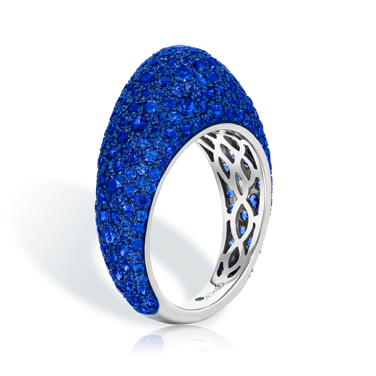 Graziela Blue Sapphire Bahia Ring in 18K White Gold, Size 7