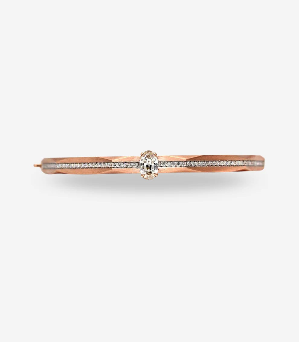 Arunashi Enigma Geometric Oval Diamond Bangle in 18K Rose Gold