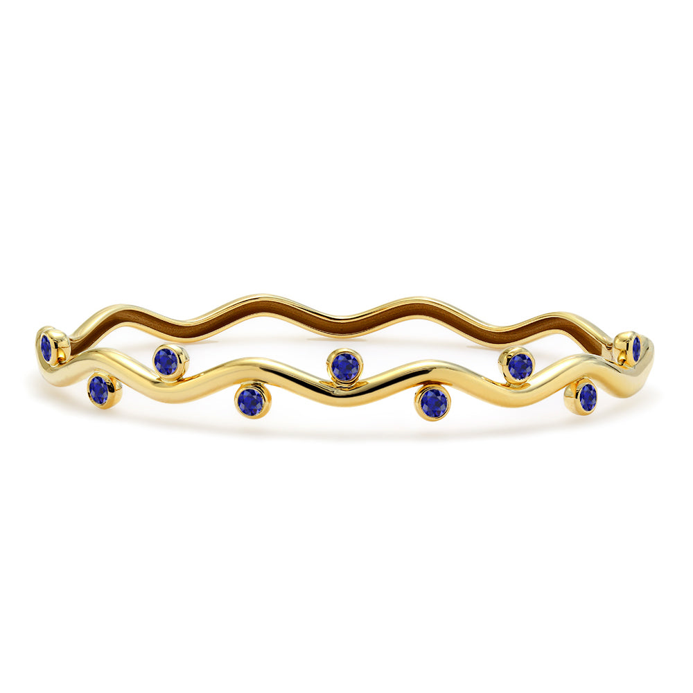 Mark Henry Sapphire Riva Wavy Bangle in 18K Yellow Gold