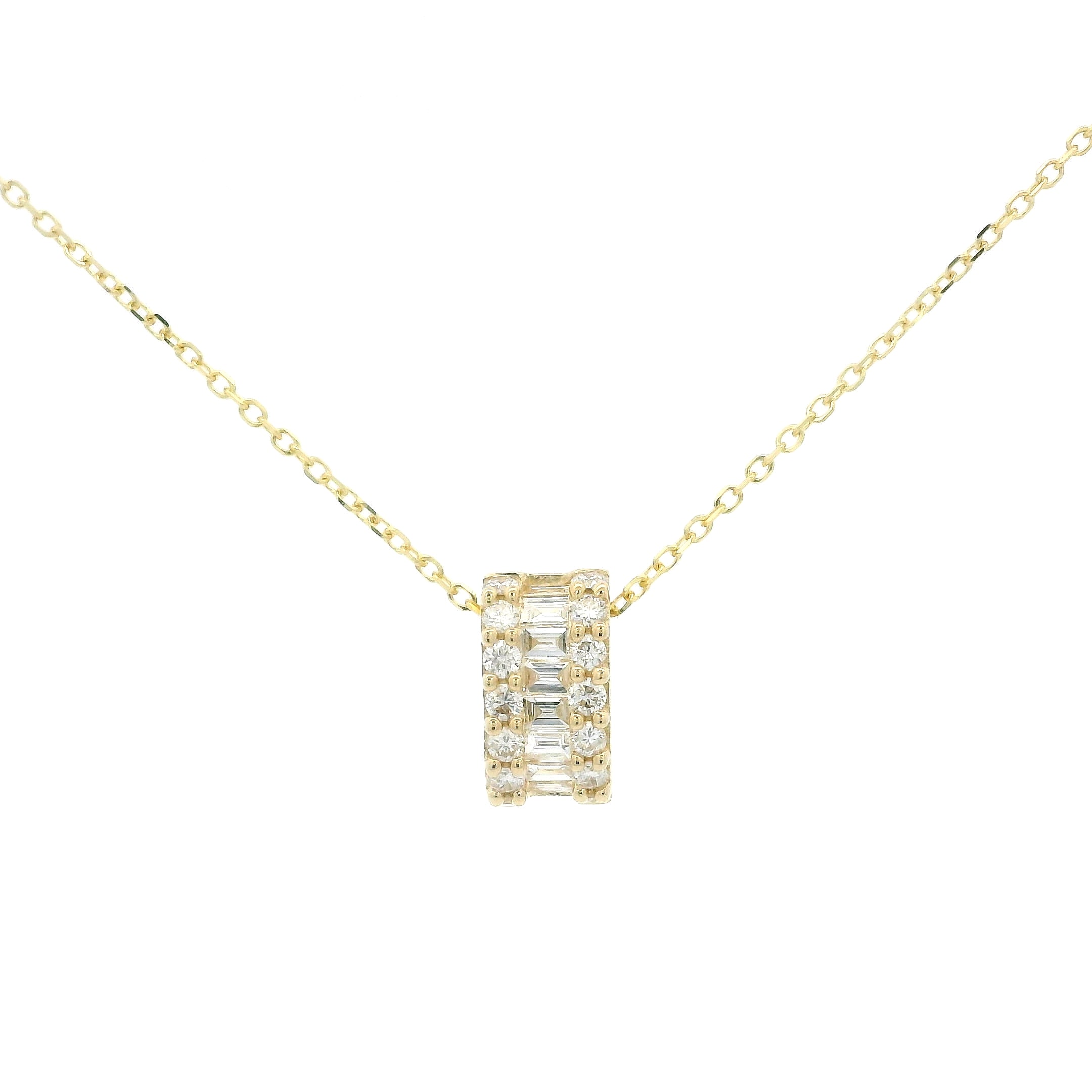 Diamond Rondelle Pendant Necklace in 14K Yellow Gold
