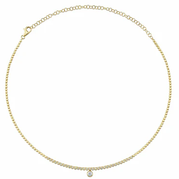 Diamond Bezel Set Station Necklace in 14K Yellow Gold