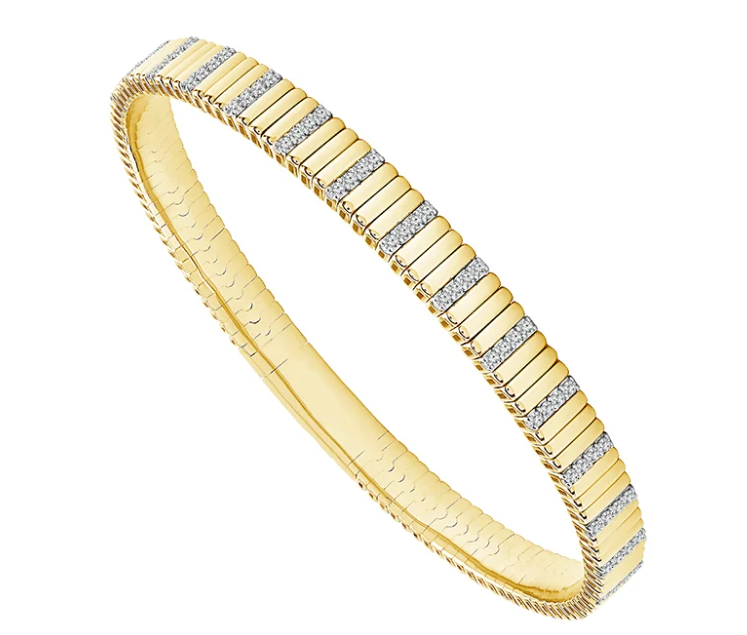 Ribbed Diamond Flex Bracelet in 14K Yellow Gold