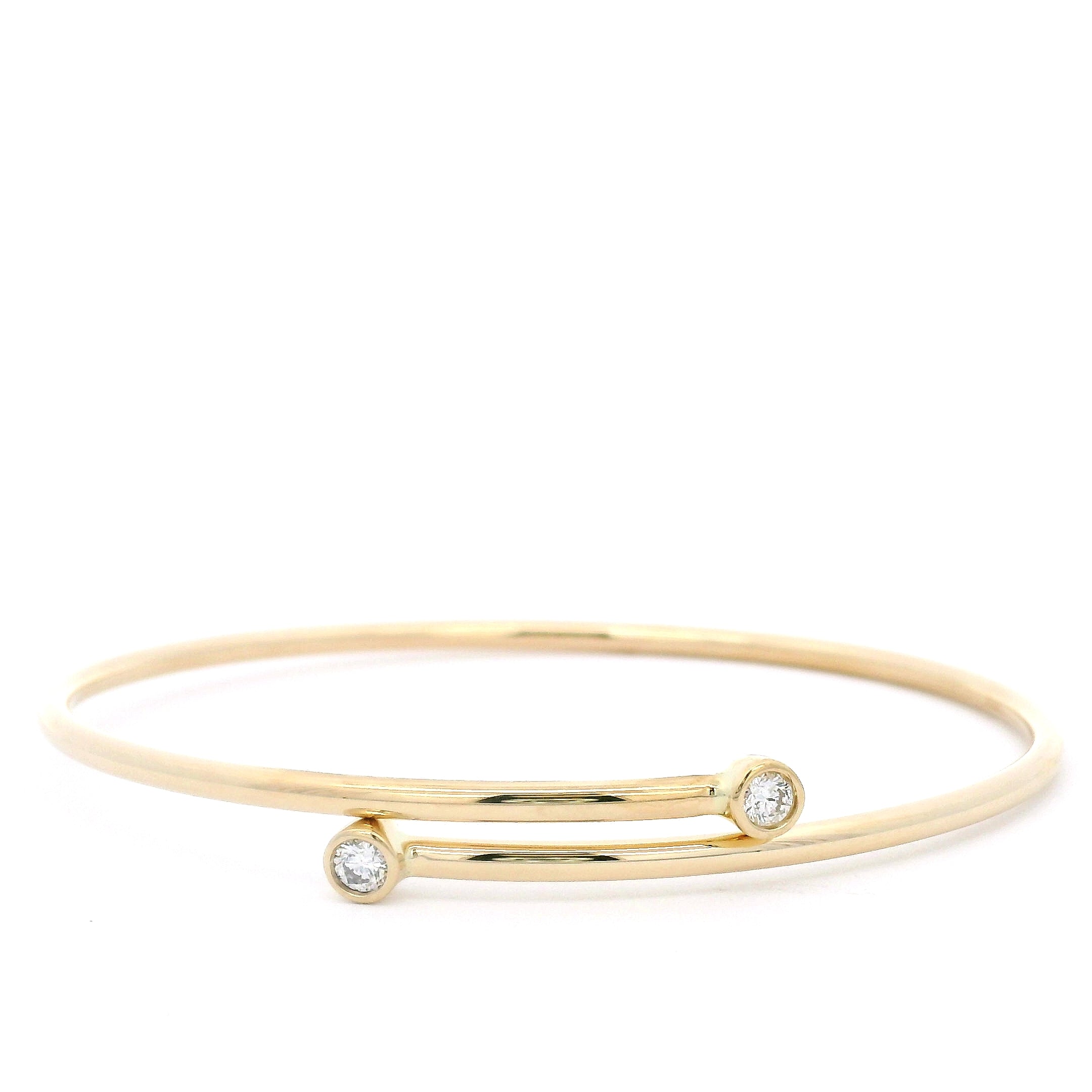 Diamond Bezel Set Bypass Bangle in 14K Yellow Gold