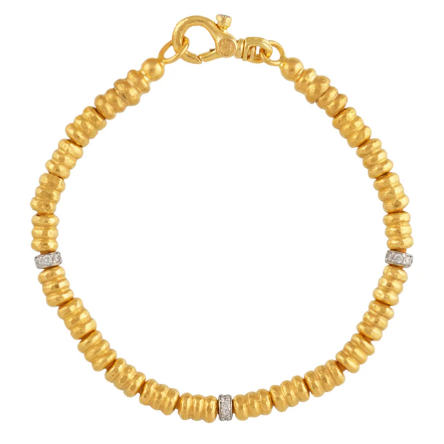 Gurhan Vertigo Diamond Station Beaded Bracelet in 18K Yellow Gold