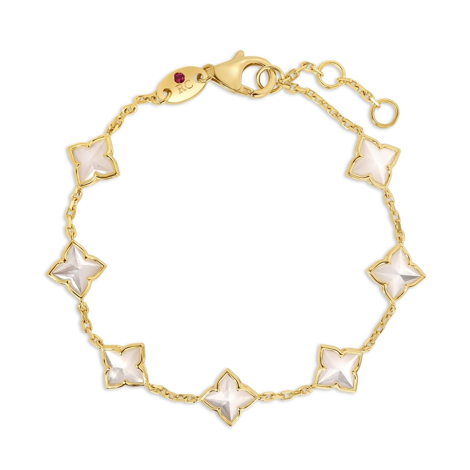 Roberto Coin Venetian Princess Mother of Pearl Station Bracelet in 18K Yellow Gold