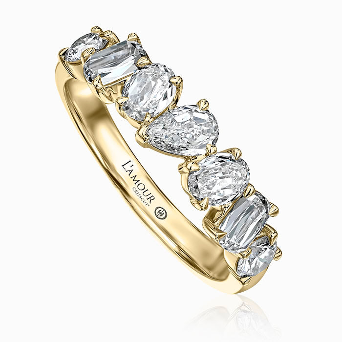 Crisscut NY Love Luxe L'Amour Multi Shape Diamond Band in 18K Yellow Gold, Size 6.5