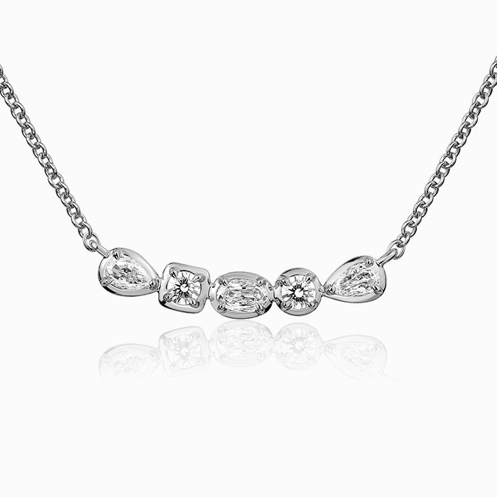 Crisscut NY Love Luxe L'Amour Multi Shape Diamond Pendant Necklace in 14K White Gold
