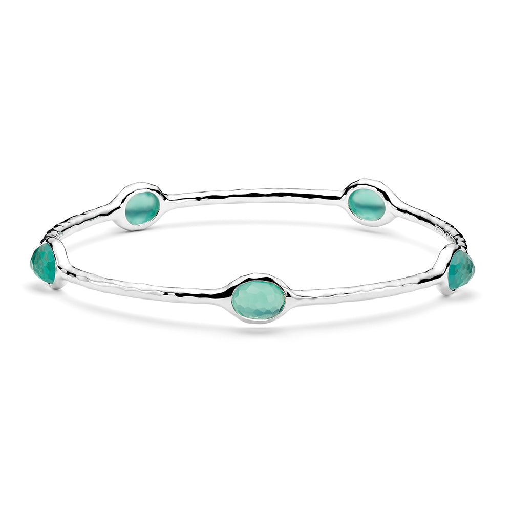 Ippolita Green Agate 5-Stone Bangle in Sterling Silver