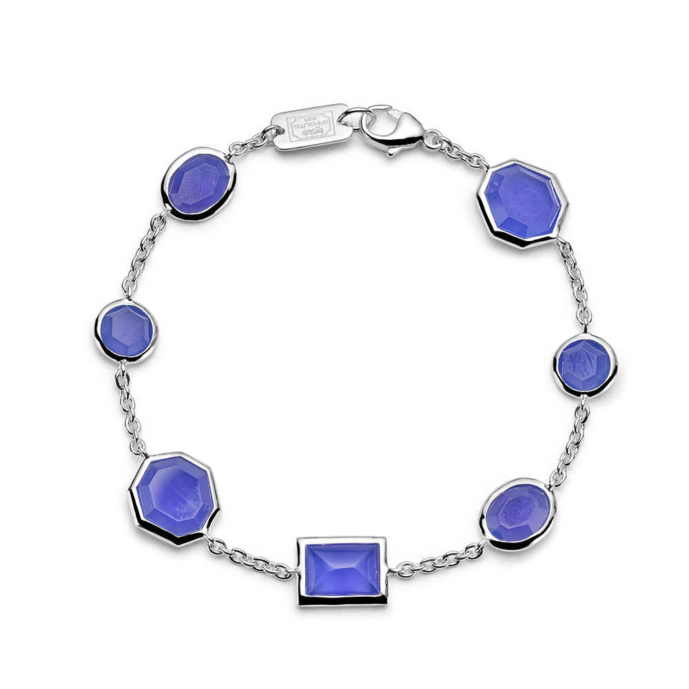 Ippolita Blue Agate Mixed-Cut Station Bracelet in Sterling Silver