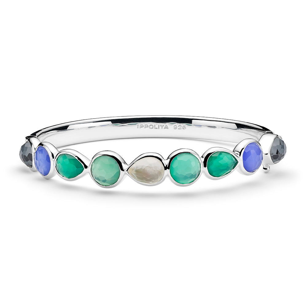 Ippolita Costa Stone Row Hinge Bangle in Sterling Silver