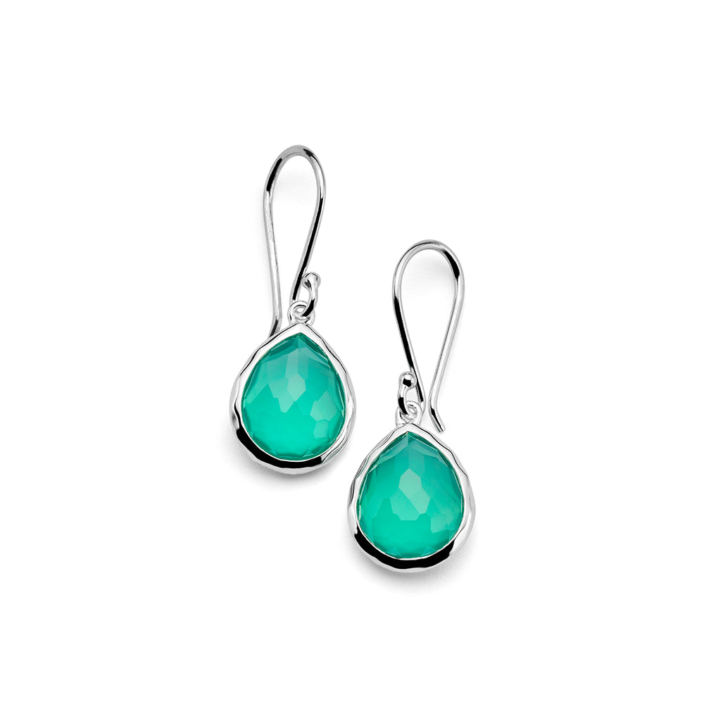 Ippolita Green Agate Teeny Teardrop Earrings in Sterling Silver
