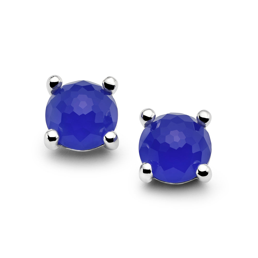 Ippolita Blue Agate Mini Stud Earrings in Sterling Silver