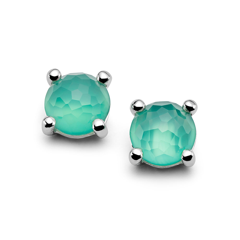 Ippolita Green Agate Mini Stud Earrings in Sterling Silver