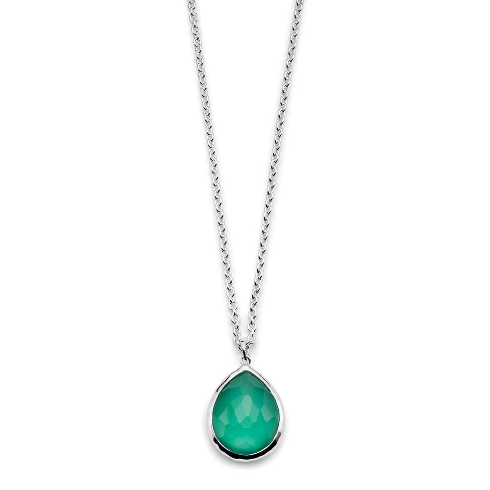 Ippolita Green Agate Mini Teardrop Necklace in Sterling Silver