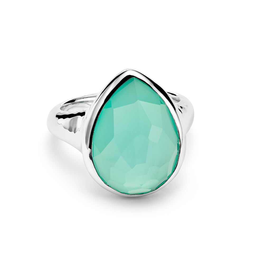 Ippolita Green Agate Medium Teardrop Ring in Sterling Silver, Size 7