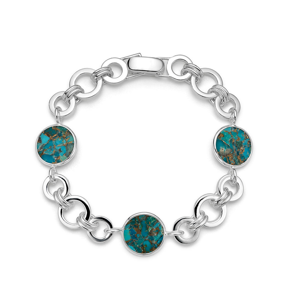 Ippolita Bronze Turquoise Station Link Bracelet in Sterling Silver
