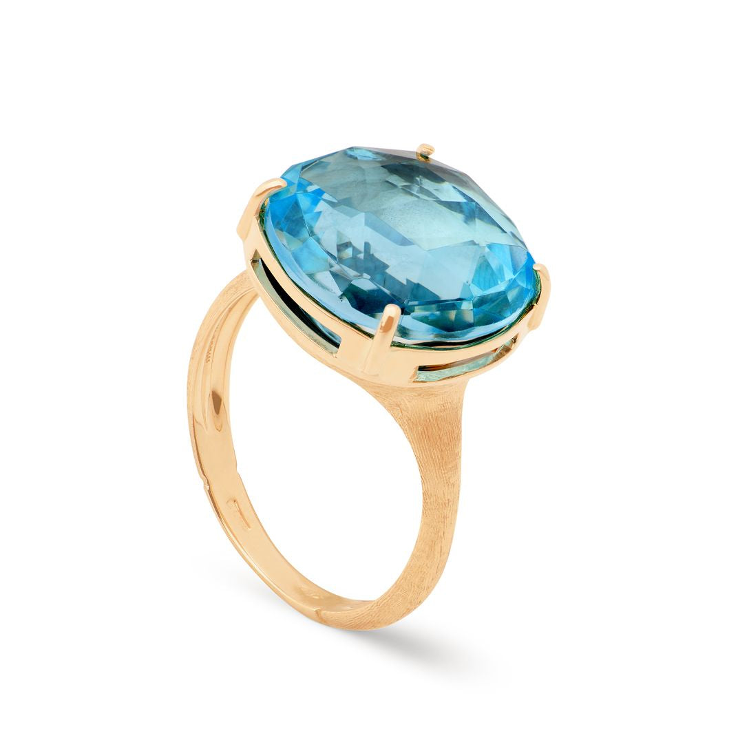 Marco Bicego Jaipur Blue Topaz Cocktail Ring in 18K Yellow Gold, Size 7
