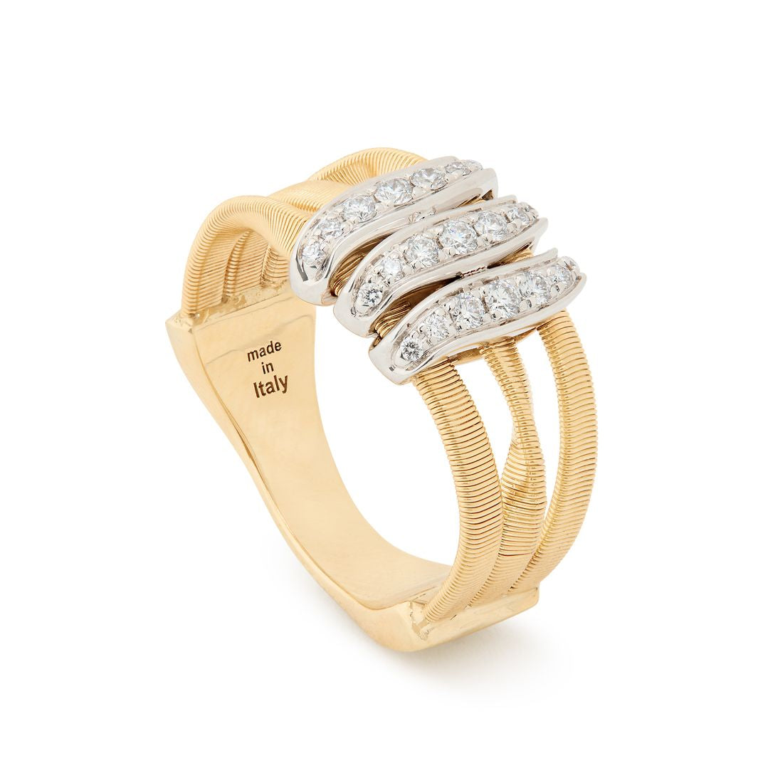 Marco Bicego Marrakech Diamond Station 3 Strand Ring in 18K Yellow Gold, Size 7