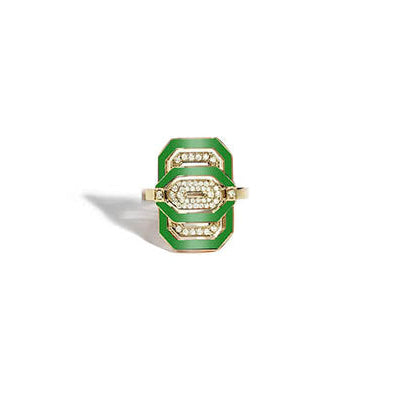 Statement Paris Green Petite My Way Ring in 18K Yellow Gold, Size 6
