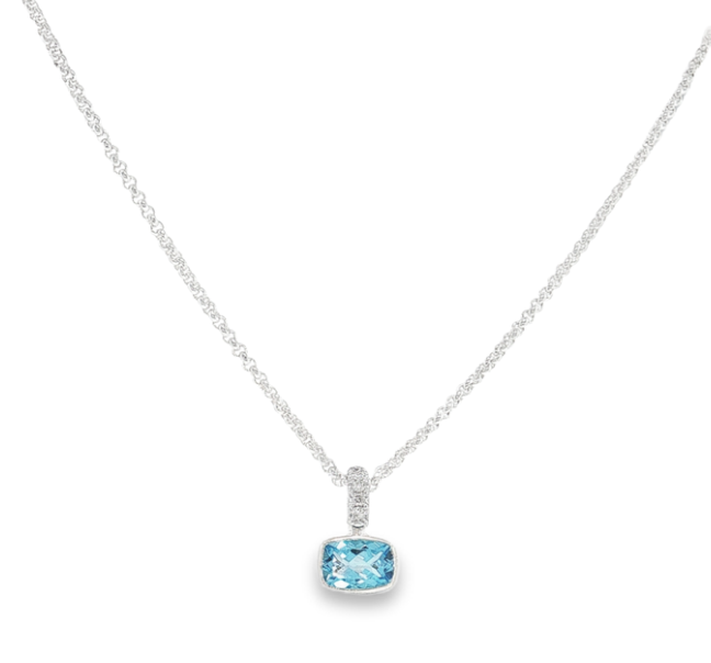 John Hardy Heishi Blue Topaz Pendant Necklace in Sterling Silver
