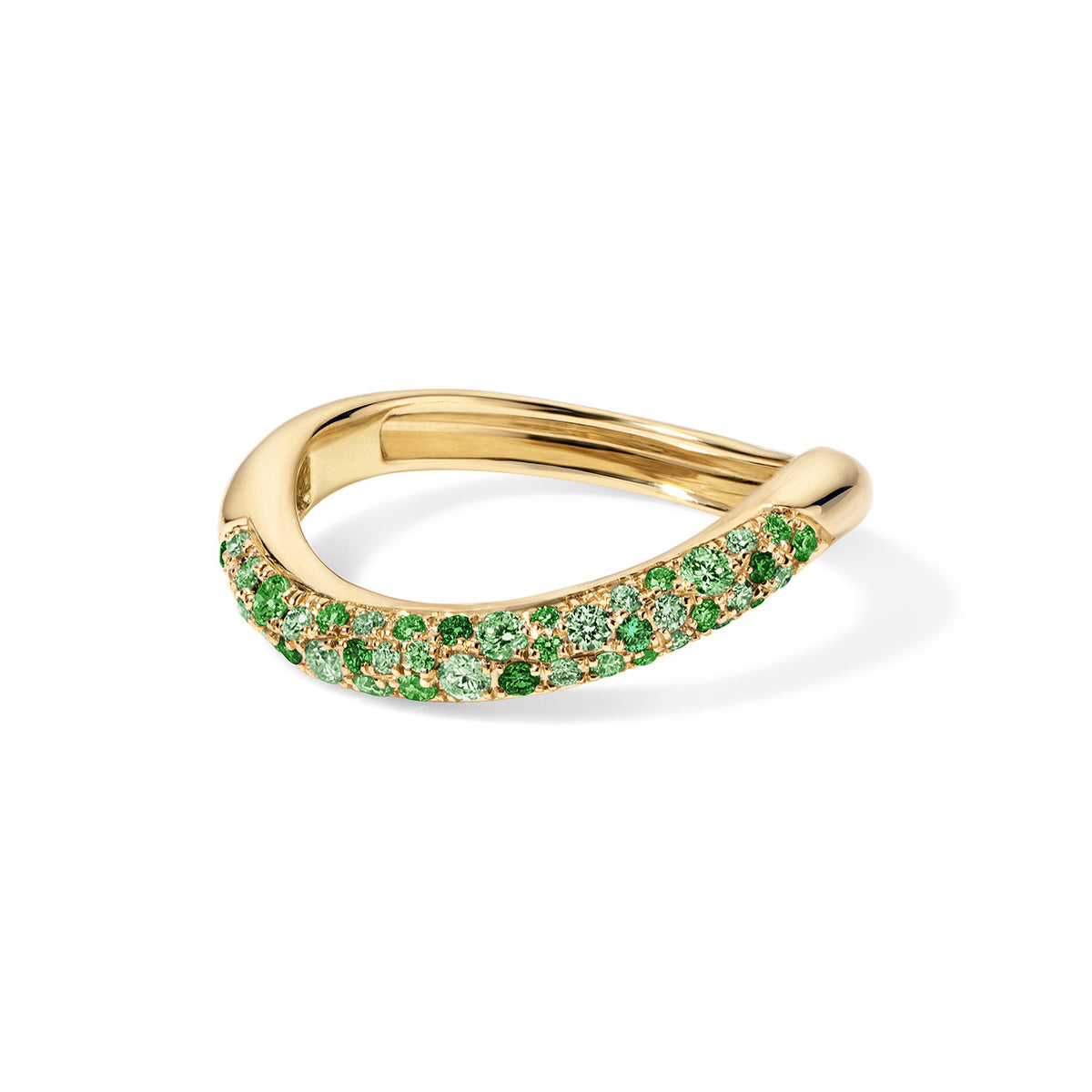 Eden Presley Shades of Green Wave Ring in 14K Yellow Gold, Size 7