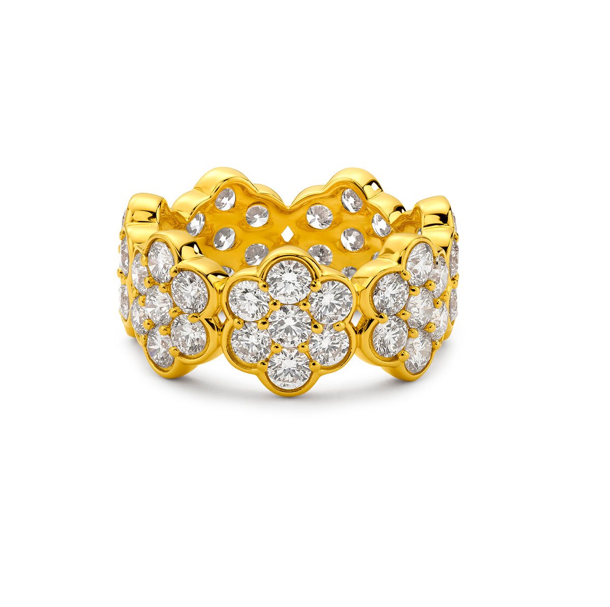 Buddha Mama Flower Diamond Band in 20K Yellow Gold, Size 7.5