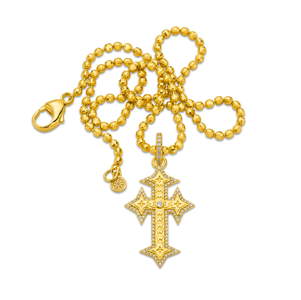 Buddha Mama Diamond Cross Pendant in 20K Yellow Gold
