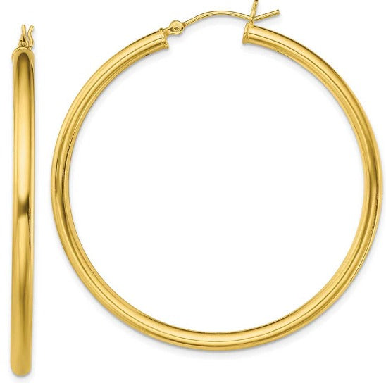 50MM Hollow Hoop Earrings in 14K Yellow Gold