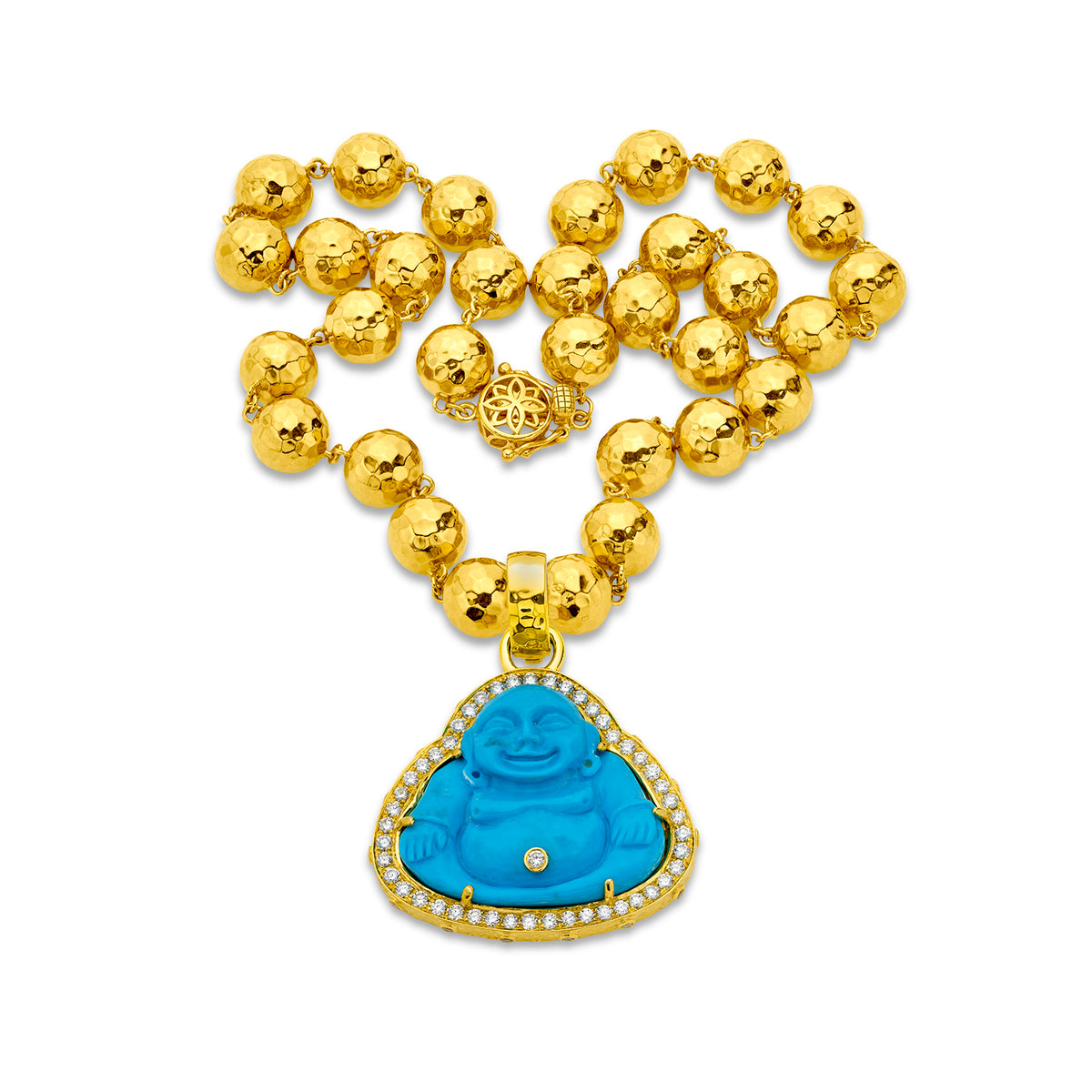 Buddha Mama Turquoise Buddha Pendant in 20K Yellow Gold