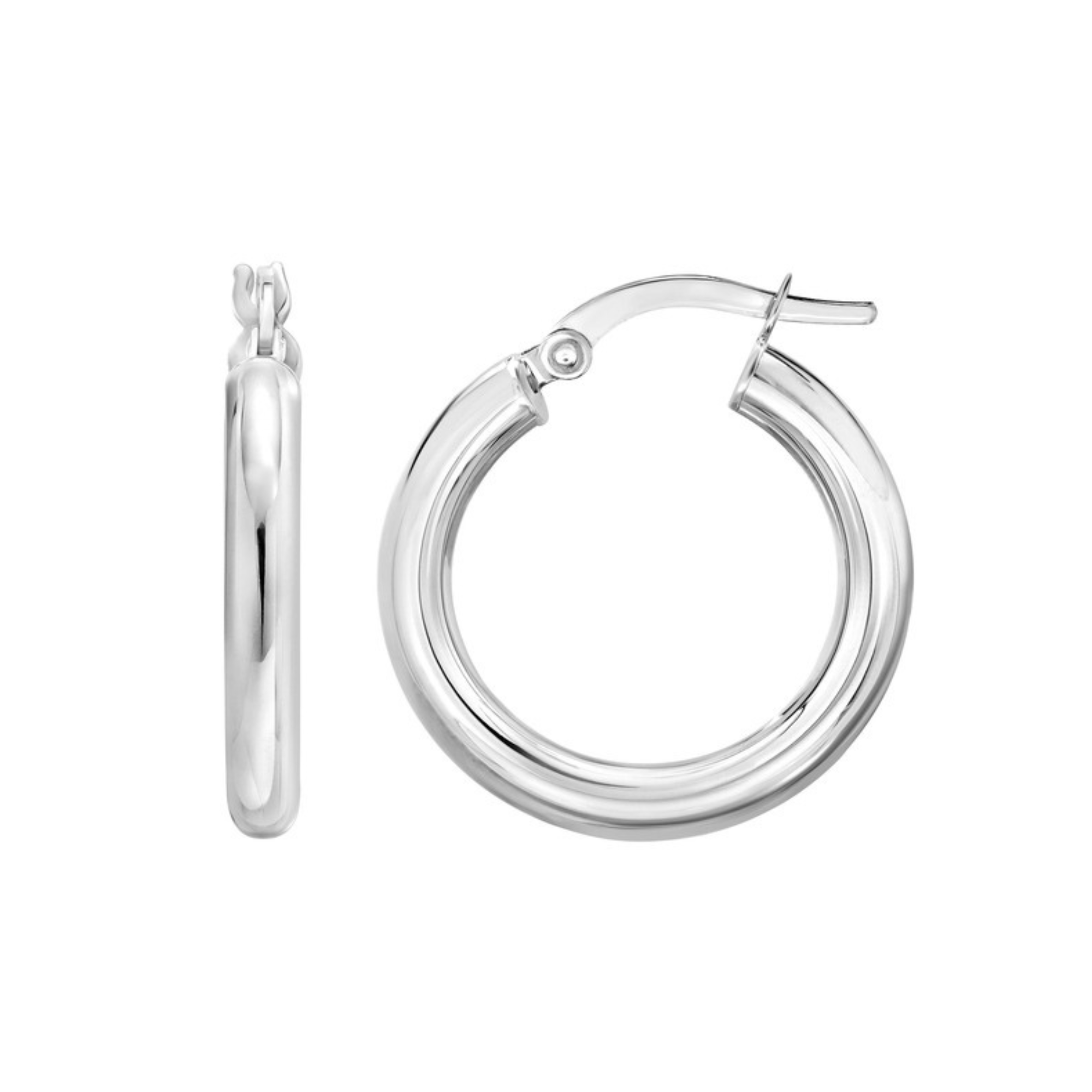 25MM Hollow Hoop Earrings in 14K White Gold