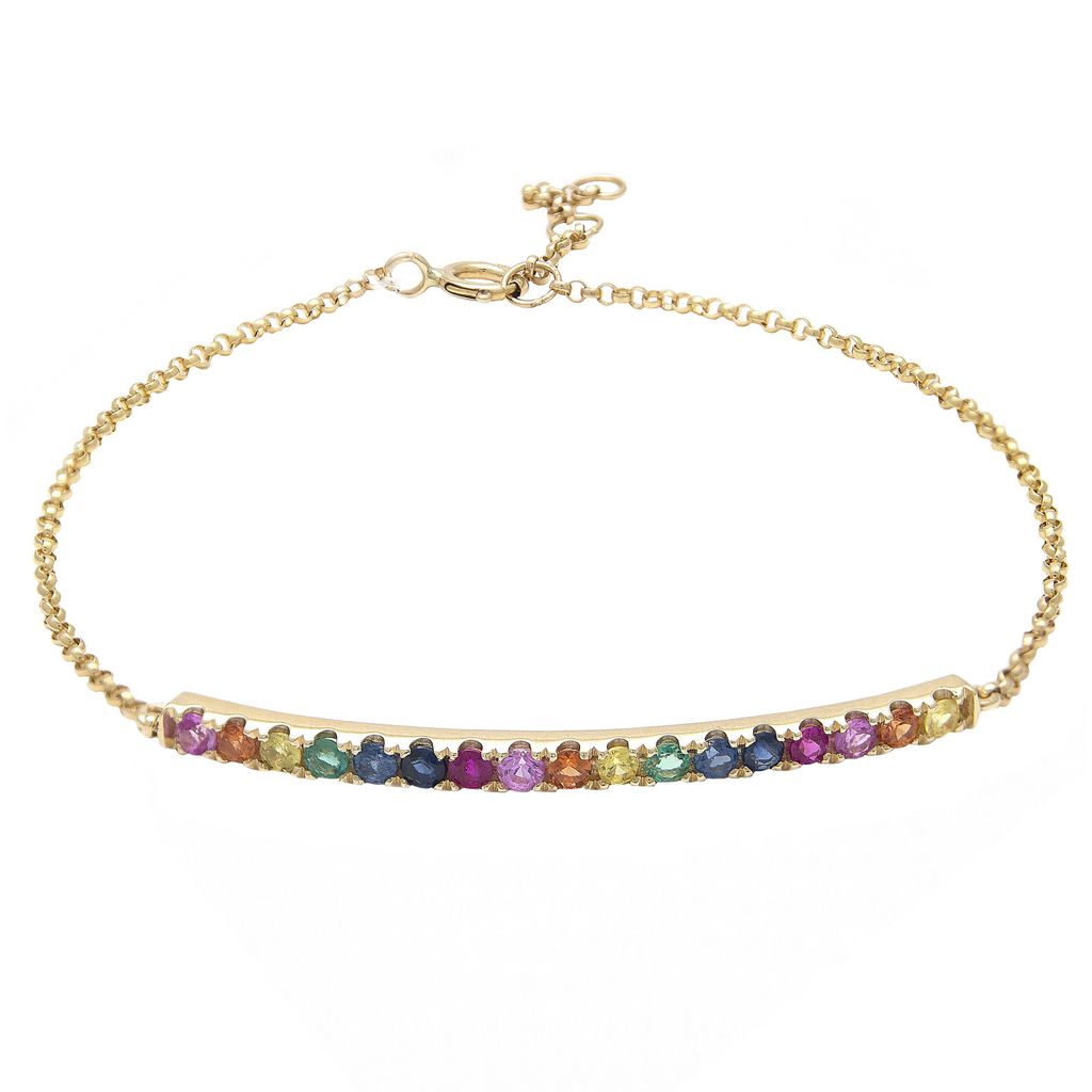 Rainbow Bar Bracelet in 14K Yellow Gold