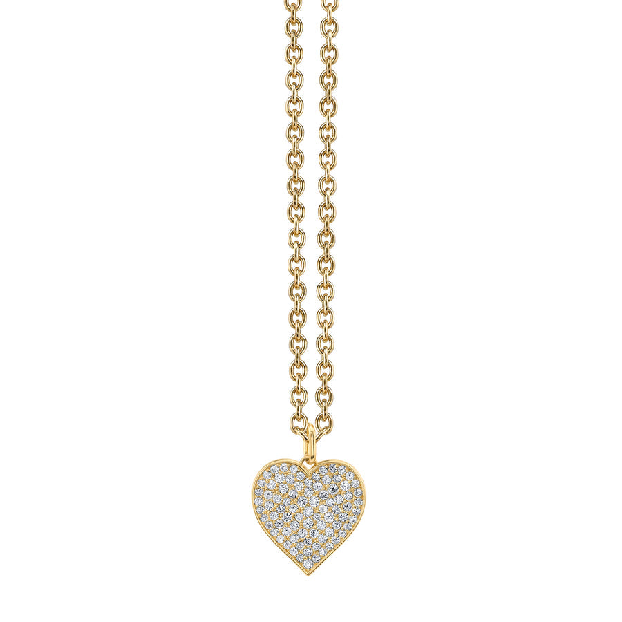 Sydney Evan Extra Large Pave Heart Charm in 14K Yellow Gold