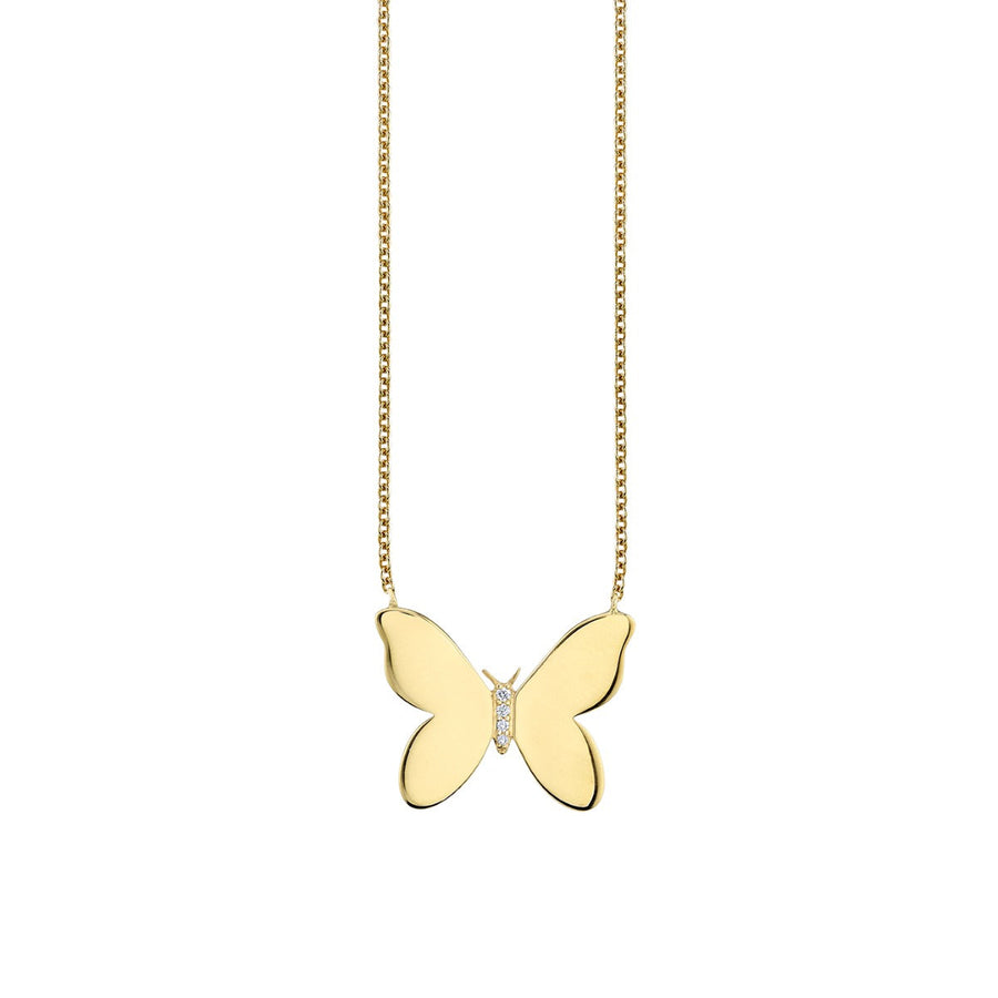 Sydney Evan Butterfly Pave Center Necklace in 14K Yellow Gold