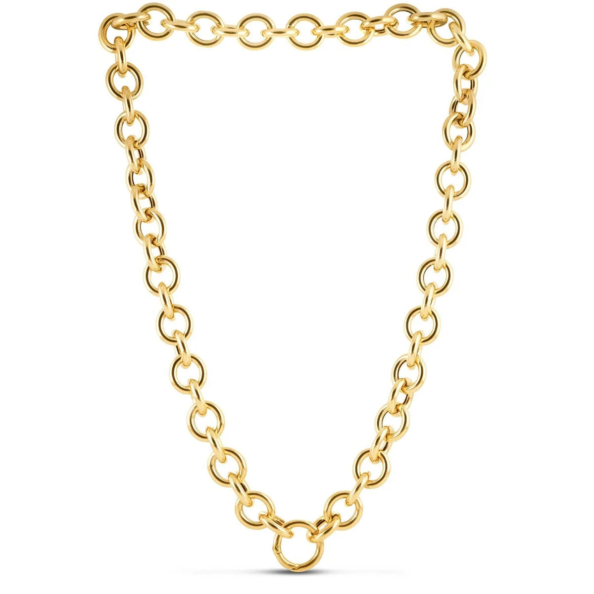 Polished Round Link Chain Necklace in 14K Yellow Gold
