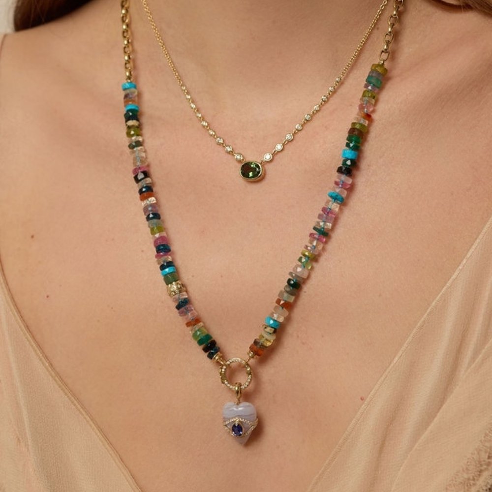 Eden Presley Multicolor Beaded Necklace in 14K Yellow Gold