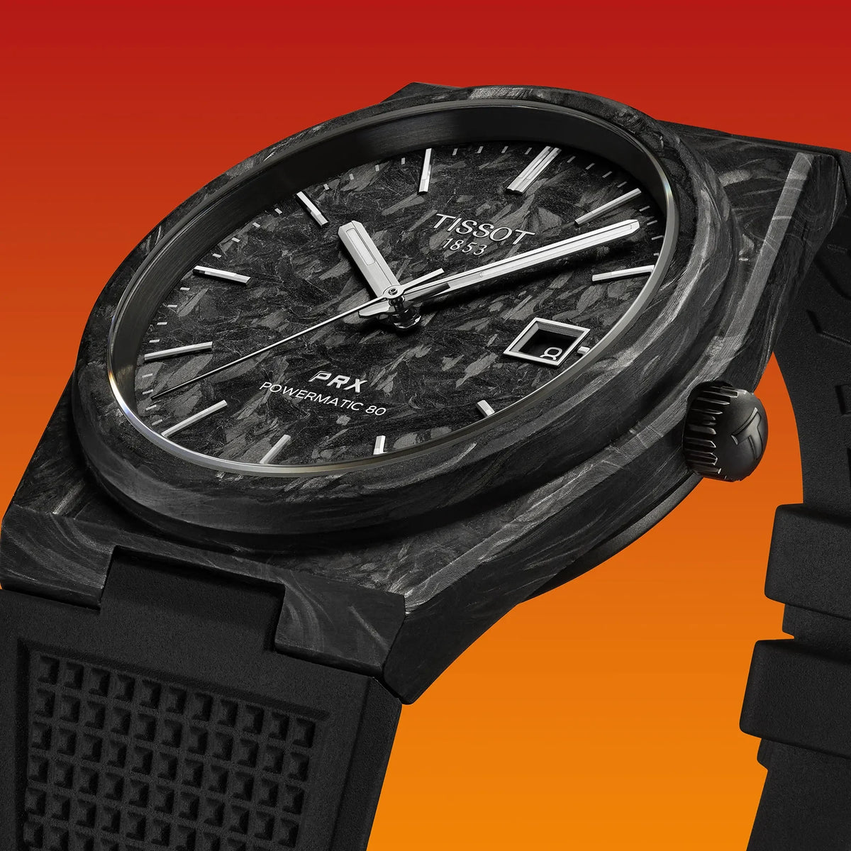 Tissot PRX Powermatic Black Carbon Dial Watch T1379079720100