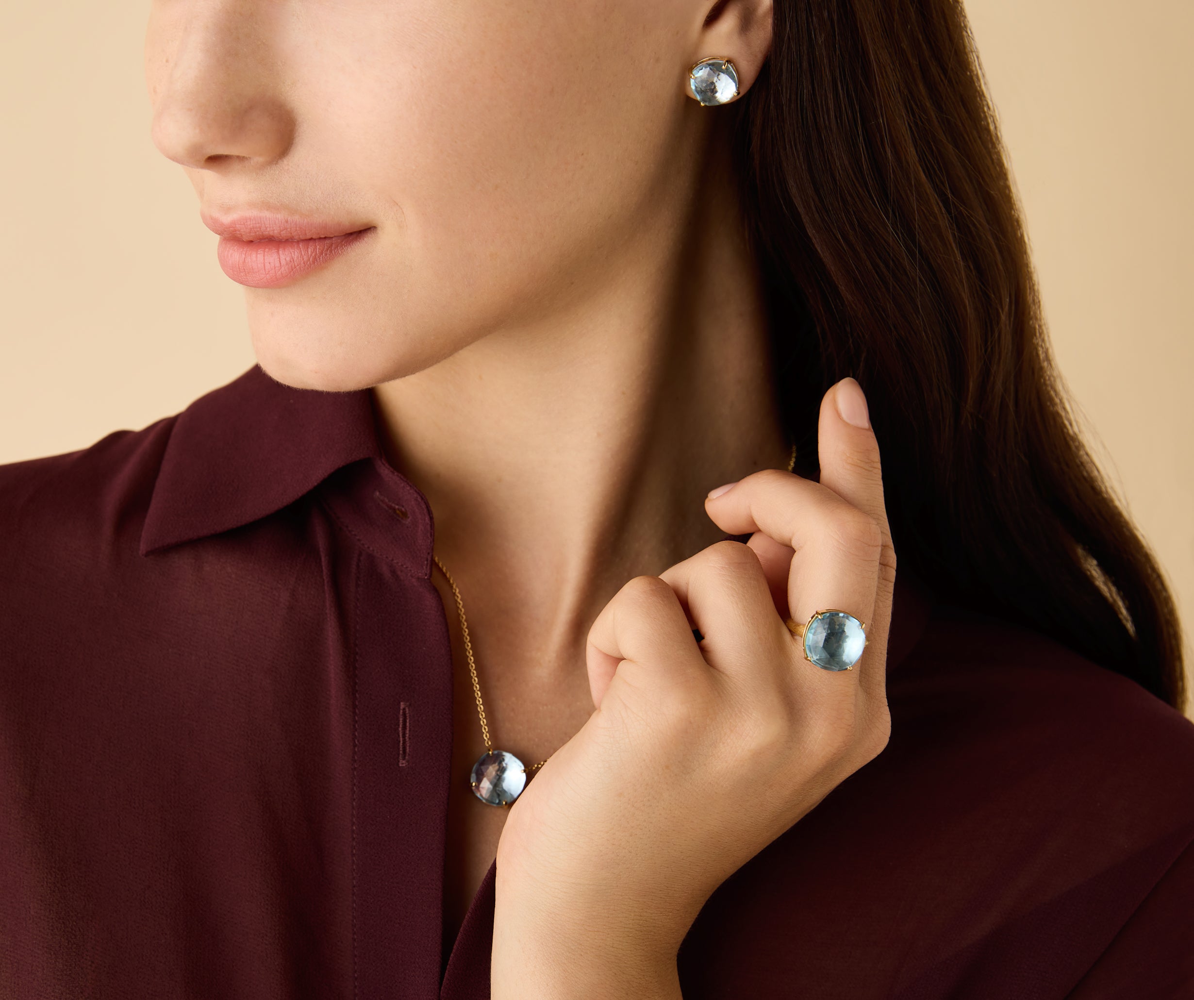 Marco Bicego Jaipur Blue Topaz Cocktail Ring in 18K Yellow Gold, Size 7